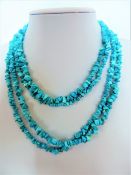 34 inch Double Strand Raw Turquoise Necklace