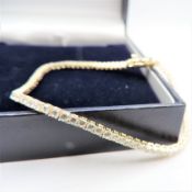 Gold on Sterling Silver White Gemstone Tennis Bracelet New with Gift Pouch