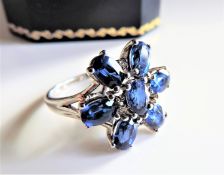 Sterling Silver 4ct Blue Sapphire Ring New with Gift Box
