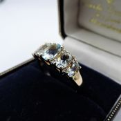 Gold on Sterling Silver 2ct Aquamarine Ring New with Gift Box