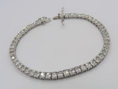 Italian 925 Silver White Gemstone Tennis Bracelet