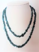 Teal Green Polished Raw Kyanite Strand Necklace 34 inches
