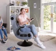 (7/P) RRP £279. X Rocker Deluxe 4.1 Chenille Audio Gaming Pedestal Silver. Dimensions: (L87 x W63...