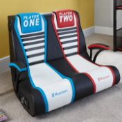 (13/P) RRP £239. X Rocker Dual Rivals 2.1 Floor Rocker Gaming Chair. Dimensions: (W112 x D83 x H8...