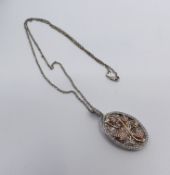 Diamond & 14ct Gold Oval Locket on Chain