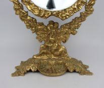 Ornate Vintage Brass Cherub Dressing Table Mirror