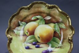 Coalport Hand Painted Fruit Cabinet Plate by D.Pass