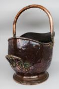 Victorian Helmet Shaped Copper Coal Scuttle