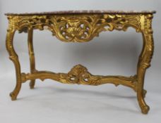 French Style Marble Topped Gilt Console Table