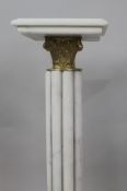 Pair of Ornate Rouge Marble Column Pedestals