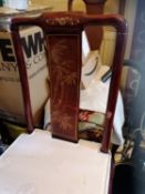 Five Vintage Red Lacquer Shibayama Dining Chairs