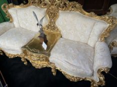 Fine Ornate Italian Silik Three Piece Giltwood Suite