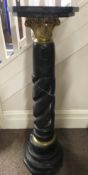 Black Marble & Gilt Metal Twisted Column Pedestal