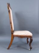 Antique Victorian Carved Walnut Upholstered Chair
