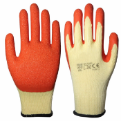 120 x Pairs 10/XL Work Gloves Premium Latex Palm Coated Orange/Yellow Gloves Total RRP £210