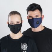 200 x Black Face Covering Mask With Filter Reusable And Washable.