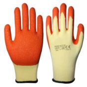 240 x Pairs 9/LARGE Work Gloves Premium Latex Palm Coated Orange/Yellow Gloves Total RRP £410