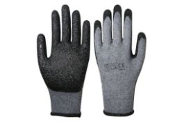 120 x Pairs Size 9/LARGE Latex Economy Palm Coated Grey/Black Gloves RRP Total £240