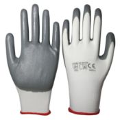 240 x Pairs Size 10/XL Nitrile Palm Coated Grey/White Gloves RRP Total £480