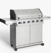 John Lewis Grillstream 6 Burner Hybrid Gas & Charcoal BBQ, Silver - Grading Info - RI002998909...