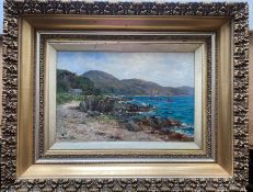 John D Taylor, Scottish active 1876-1890 signed oil painting view of Glenelg shoreline