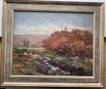 Sheep in Autum Landscape oil painting by Scottish artist David Fulton 1848-1930 ex R.S.A, R.S.W