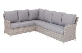 (28/P) RRP £799. Hartington Florence Collection Rattan Garden Corner Sofa With 12x Cushions. Light..