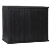 (16/P) RRP £165. Toomax StoraWay Plus XL 1270L Garden Storage Box Anthracite. Wood Effect Finish....