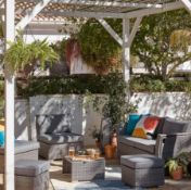 (10/P) RRP £800 When Complete. Bambrick Grey Rattan Garden Sofa Set. Powder Coated Steel Frame. H...