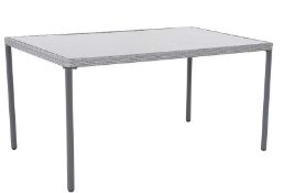 (30/P) RRP £150. Bambrick Rectangular Table. Rattan Effect Edges. Removable Table Legs For Easy S...
