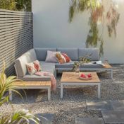 (5/P) RRP £1100. Hartington Spirit Collection Corner Garden Set Grey. Powder Coated Aluminium Fra...