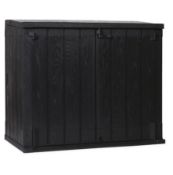 (17/P) RRP £165. Toomax StoraWay Plus XL 1270L Garden Storage Box Anthracite. Wood Effect Finish....