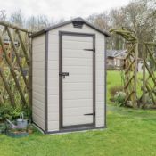 (22/P) RRP £295. Keter Manor 4 x 3ft Outdoor Garden Apex Storage Shed Beige/ Brown. Elegant And T...