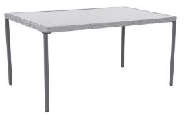 (31/P) RRP £150. Bambrick Rectangular Table. Rattan Effect Edges. Removable Table Legs For Easy S...