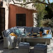 (1/P) RRP £1300. Hartington Florence Collection Rattan Corner Sofa Set. Powder Coated Aluminium F...