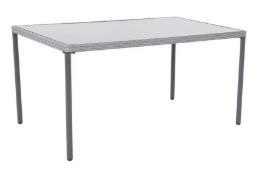 (29/P) RRP £150. Bambrick Rectangular Table. Rattan Effect Edges. Removable Table Legs For Easy S...