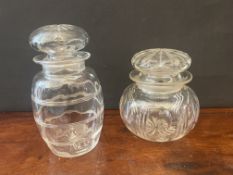 Two Lidded Cut Glass Pots