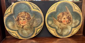 Cherub Painted Roundals Diameter 49 Cms