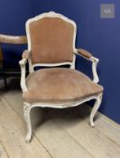 A Pair of French Painted Fautiels with Velvet Upholstery