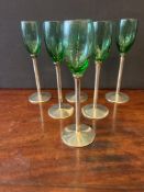 Set of Six Hm Silver Stemmed Liquor Glasses