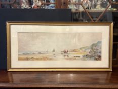 C19th Watercolour of Cornwall Coast in Gilt Frame