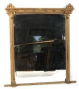 C19th Giltwood Carved Overmantel Mirror