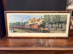 Railwayana Interest Original Lithograph Railway Poster By C Hamilton Ellis in Original Frame