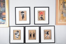 Banksy Stencil and Aerosol Framed Set of 5