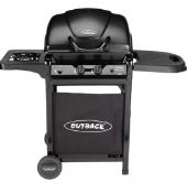 Outback Omega 250 2-Burner Gas BBQ, Black - Grading Info - parts/components missing. Screws no...