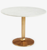 John Lewis Jewel Marble 4 Seater Pedestal Dining Table, White/Gold