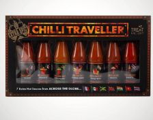 (116/5) Lot RRP £105. 6x Chili Traveller 7 Extra Hot Sauces From Across The Globe RRP £17.50 Each...