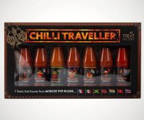 (114/5L) Lot RRP £105. 6x Chili Traveller 7 Extra Hot Sauces From Across The Globe RRP £17.50 Eac...