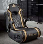 (26/R3) RRP £199.99. X Rocker Playstation Gold 2.1 Audio Gaming Chair. (Lot Comes With Power Lead...