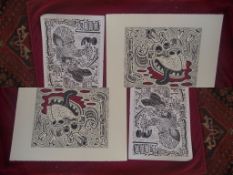 4 X Richard Basil Mock Linocuts - All Signed/Titled & Dated - 1988 & 1991